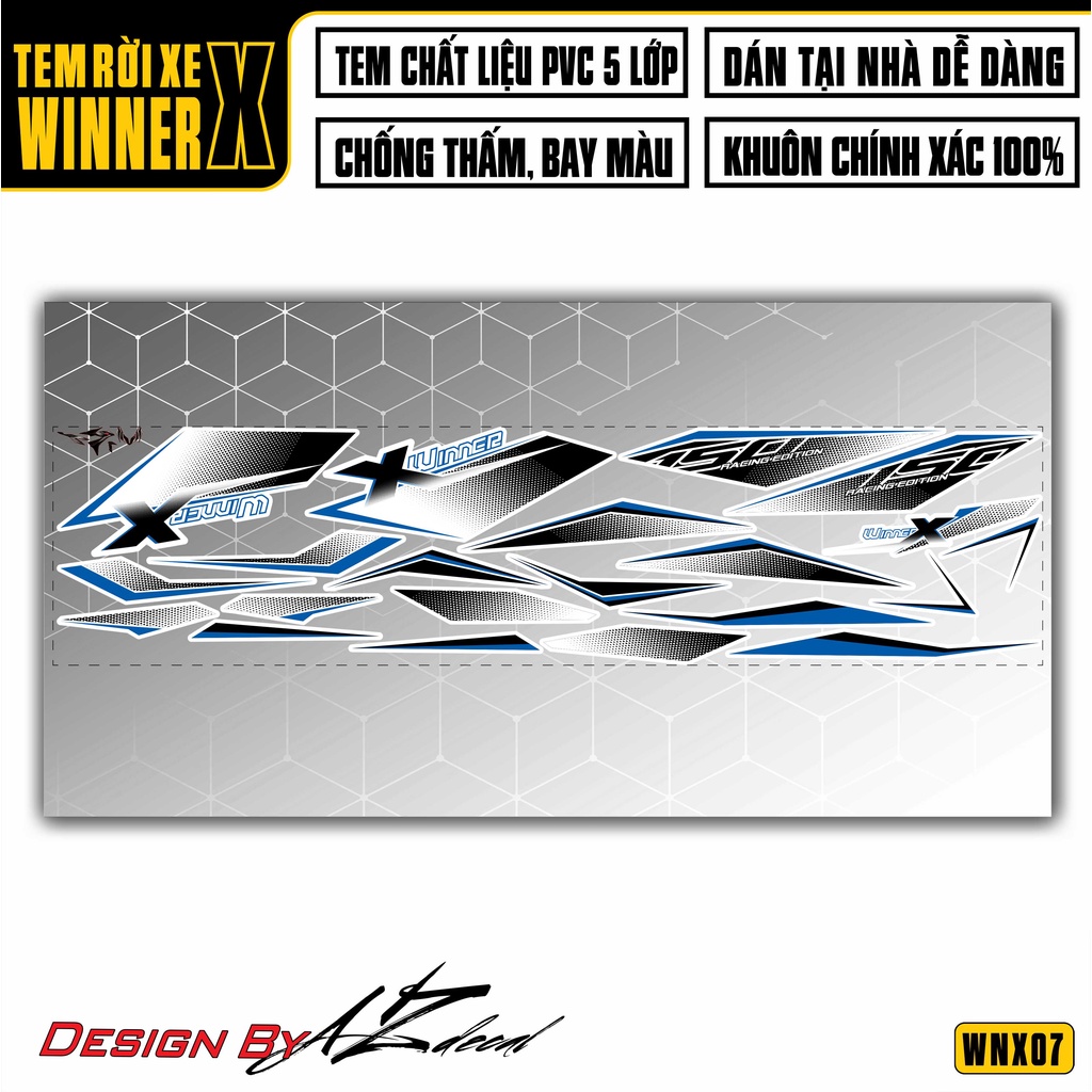 Decal Rời Dán Xe Winner X Mẫu Racing Edition | WNX07 | Tem Chế Xe Máy Winner X Nhiều Màu Đỏ, Đen, Trắng