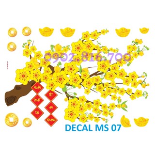 Decan Hoa mai - hoa đào - 2 em bé áo dài - Lân dán kiếng dán tường phụ kiện trang trí tết ( Songson )