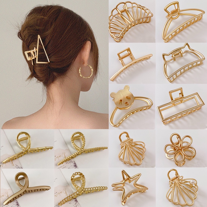 Kẹp tóc càng cua bằng kim loại hình vỏ sò / hoa / ngôi sao / động vật thời trang dành cho nữ