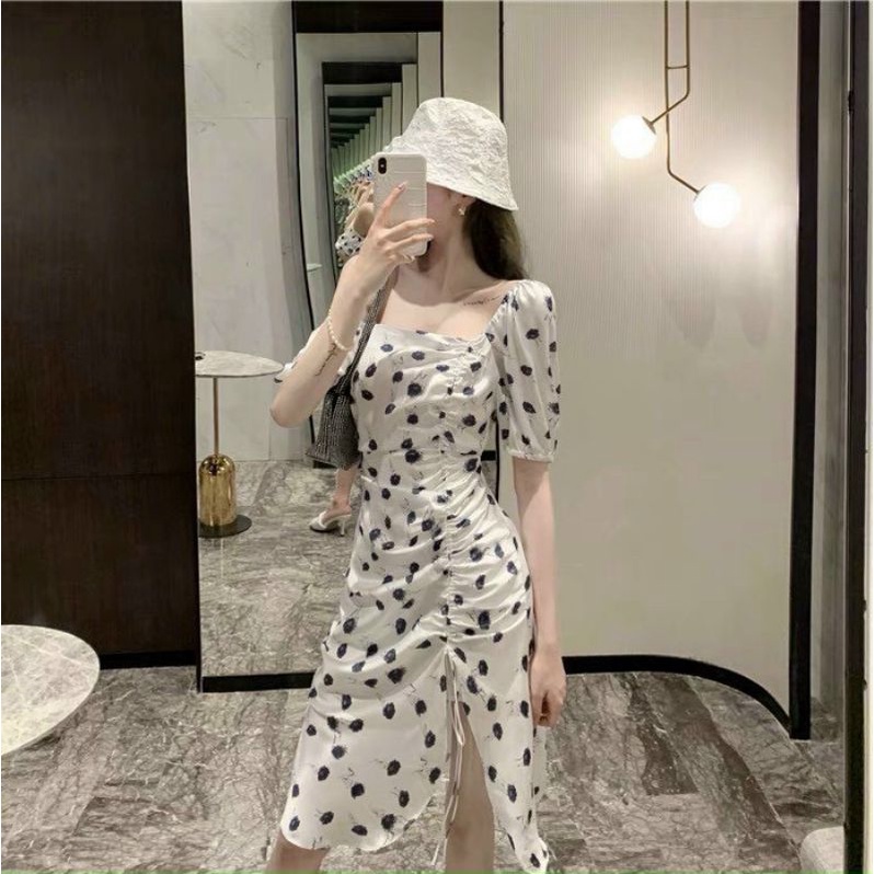 ĐẦM HOA XẺ TÀ MẶC 2 KIỂU RÚT DÂY