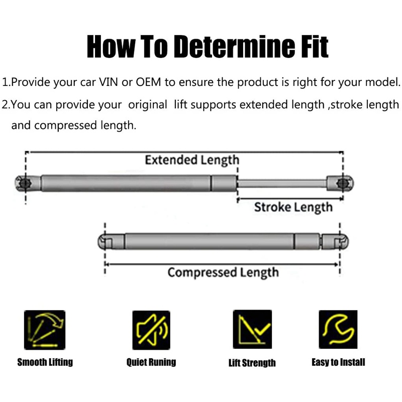 2 Ty Thủy Lực Nâng Cốp Sau Xe Hơi TOYOTA WISH MPV AVENSIS Estate 2003-2016 351097 68950-05081