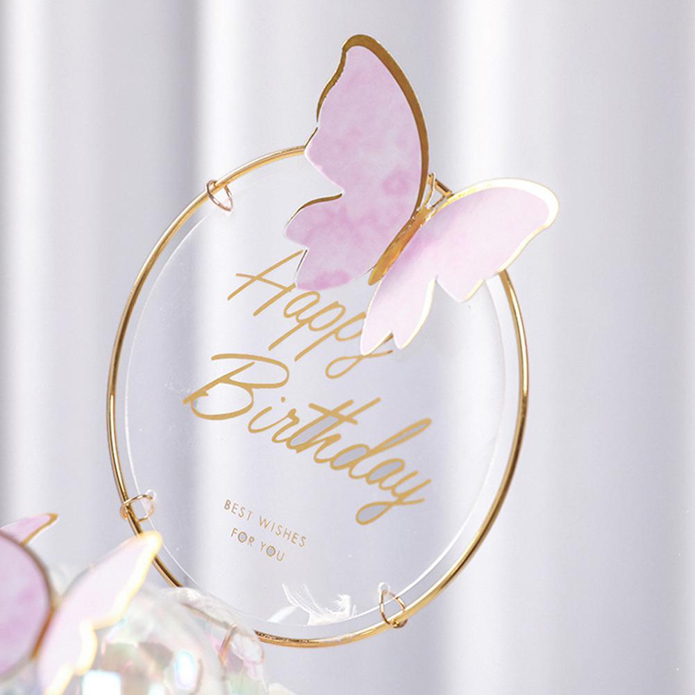 Phụ kiện trang trí bánh kem hình bướm và chữ Happy Birthday
