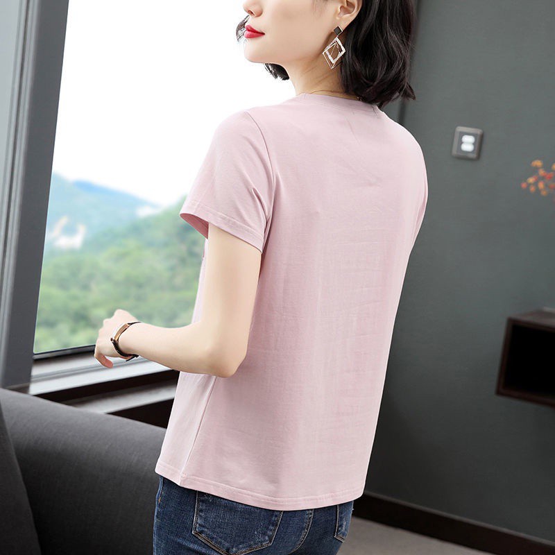 Áo Thun Tay Ngắn Dáng Rộng Plus Size In Hoạ Tiết Đơn Giản Trẻ Trung Dành Cho Nữ