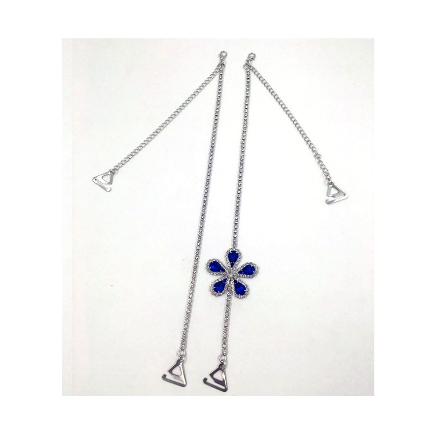 Dây áo ngực bra cao cấp đính đá và hoa xanh lấp lánh sang chảnh DA01