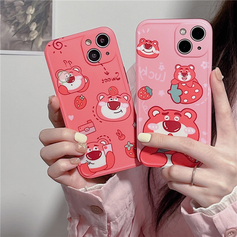 Ốp Điện Thoại IMD Mềm Họa Tiết Gấu Dâu Hoạt Hình Dễ Thương Cho IPhone14 Plus Pro Max 13 12 11 MAX X/XS XR XSMAX 7P/8P