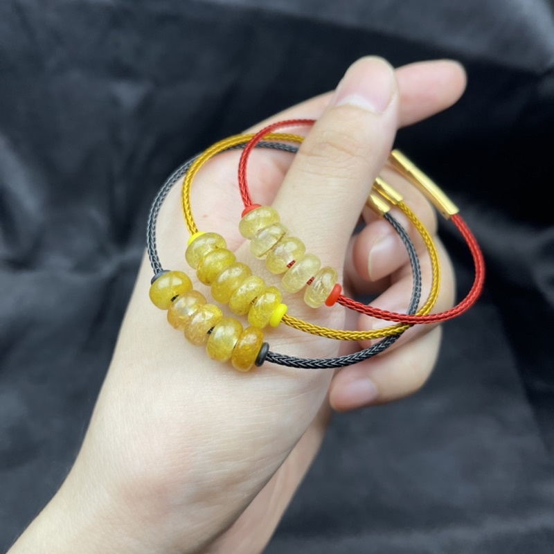 Vòng Tay Ngũ Điếu Đồng Điếu Tóc Vàng Dây Cáp Khoá Mạ Vàng - Chiêu Tài Chiêu Lộc - Đá Phong Thuỷ Văn Hà