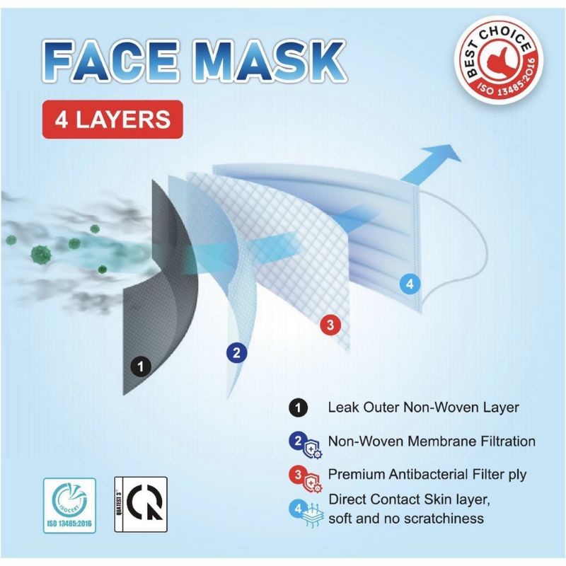 Khẩu trang y tế 4 lớp kháng khuẩn mr.vui-Hộp 50cái