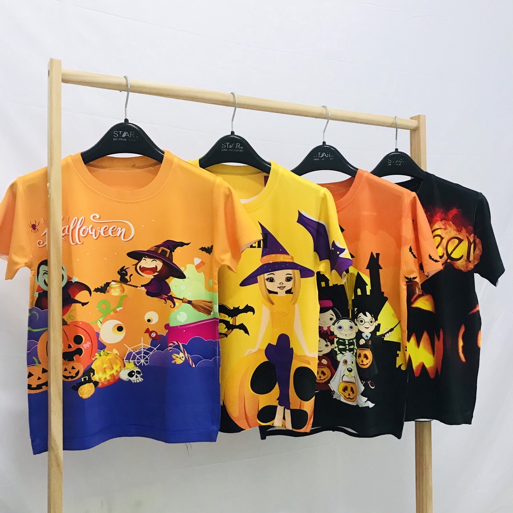 Áo thun Halloween chất thun lạnh in 3D bé trai gái siêu ngầu