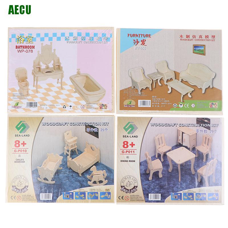 Set 1 Bộ Bàn Ghế Gỗ Mini Trang Trí Nhà Búp Bê