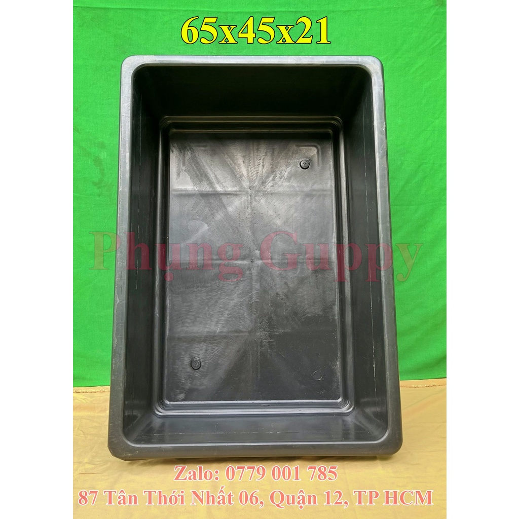 Khay Nhựa ĐEN Cao 21cm Nuôi Cá, Ép Cá Kích Thước 65x45x21