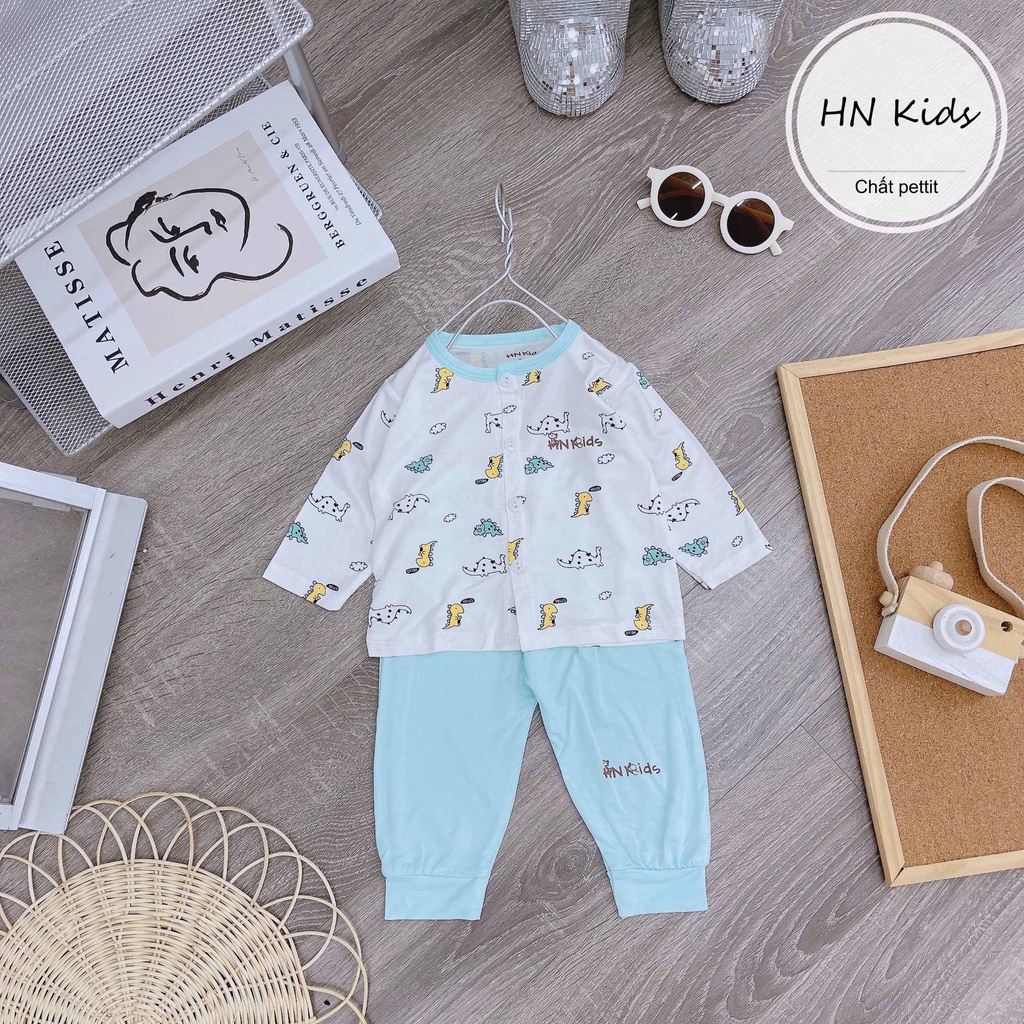 Bộ dài tay cho bé trai bé gái cúc giữa chất peptit thấm hút mồ hôi thoáng mát cho trẻ sơ sinh 4,5,6,7,8,9,10 kg