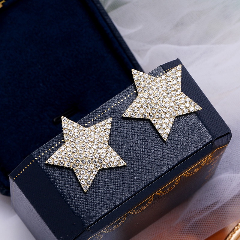 Bông Tai Đính Đá Hình Ngôi Sao Phong Cách Thời Trang Âu Mỹ