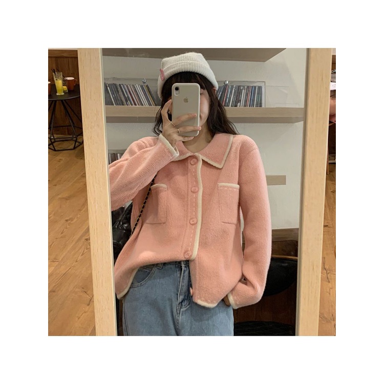 Xiaoxiang Áo Khoác Cardigan Dệt Kim Màu Sắc Tương Phản Thời Trang Xuân Thu Dành Cho Nữ