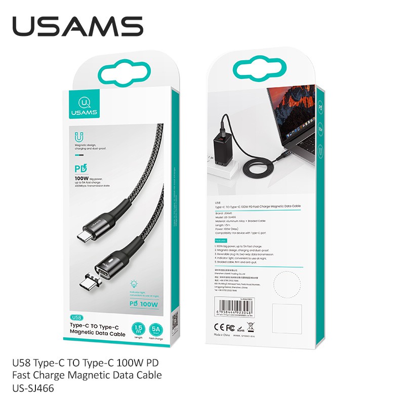 Usams Dây Cáp Sạc Nhanh 1.5m 2m PD 100W Cổng Type C QC3.0