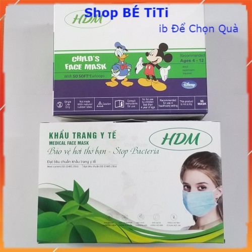 Khẩu Trang y tế trẻ em Người Lớn kháng khuẩn HDM cho bé trai, bé gái [Loại 4 lớp🎁🎁🎁]