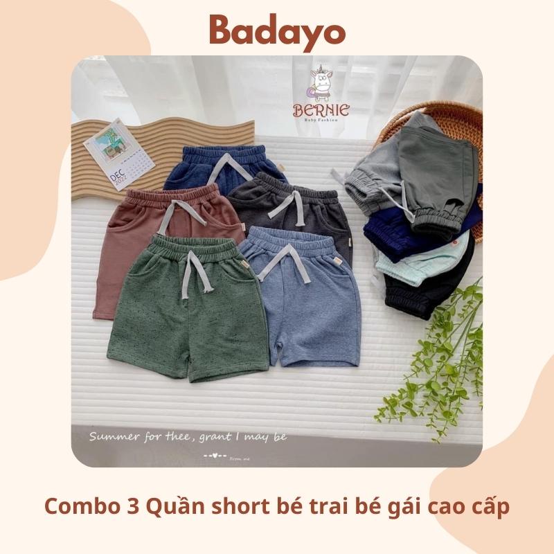 Combo 3 quần ngắn bé trai bé gái unisex mùa hè chất cotton mềm mại BADAYO E2.043.08