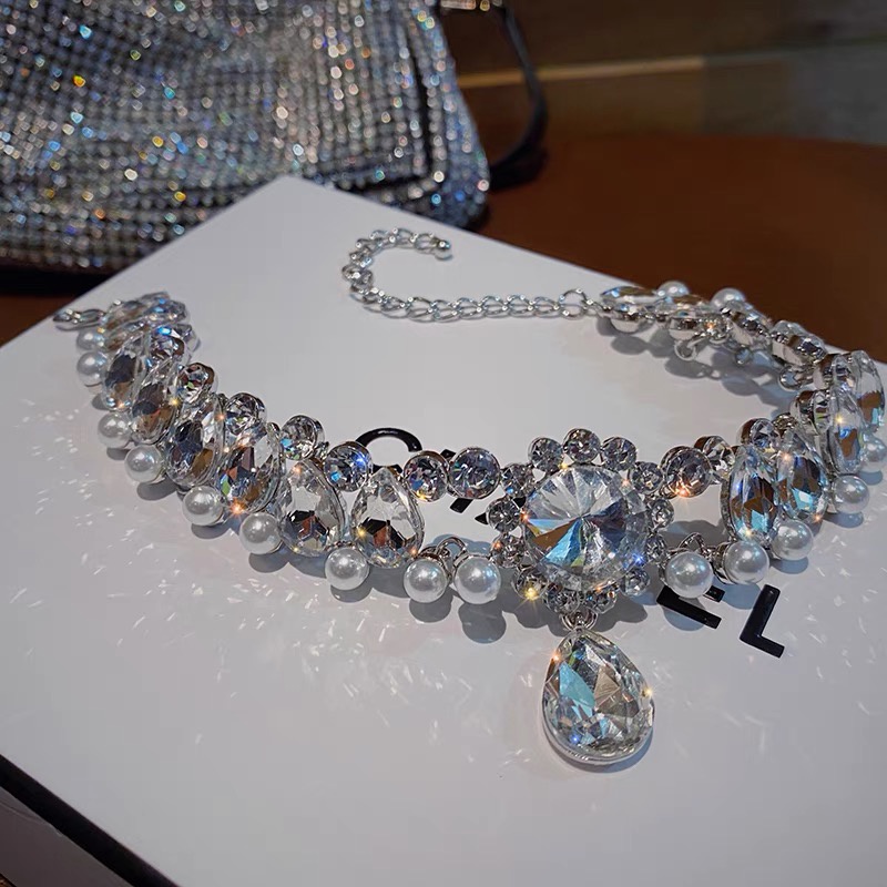[ Cao Cấp Loại 1 ] Choker Vòng Cổ Đính Đá Hình Giọt Nước Lấp Lánh Dự Tiệc Siêu Sang Mainia Shop
