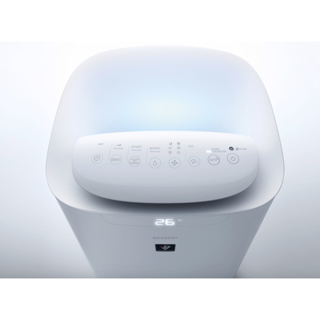 Máy lọc không khí và tạo ẩm Sharp KI-L60V-W ion Plasmacluster, Inverter, Diện tích 50m2