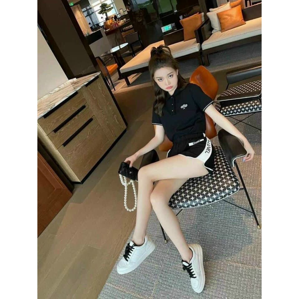 Quần short nữ kiểu chất cottong mát mịn quần đùi phối màu trắng đen cạp chun thoải mái vận động