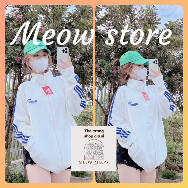 Áo khoác dù 2 lớp Puma sọc tay form rộng nam nữ