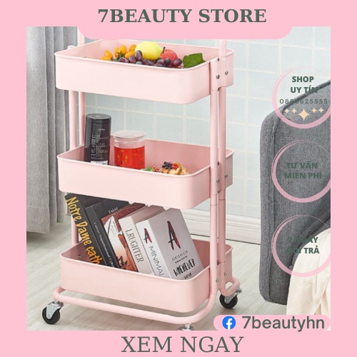 Xe đẩy spa 3 Tầng có Bánh Xe Đa Năng - XDT01