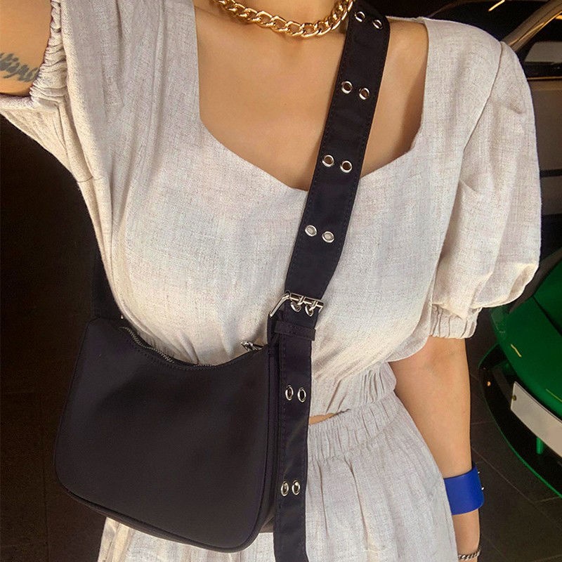 Túi Đeo Chéo Vai Bằng Nylon Màu Sắc Đơn Giản Thời Trang Cổ Điển Dành Cho Nữ