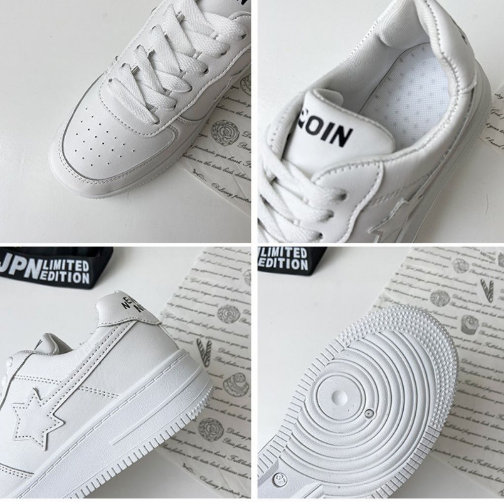 Giày nam nữ thể thao sneaker ngôi sao chất liệu da mềm, đế cao su 3cm siêu êm - Zenb