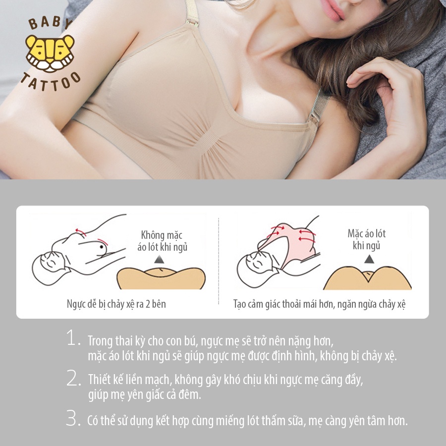 Áo Lót BABY TATTOO Không Gong, Hỗ Trợ Mẹ Bầu Sau Sinh Cho Con Bú, Chống Chảy Xệ (Hộp 2 Cái)