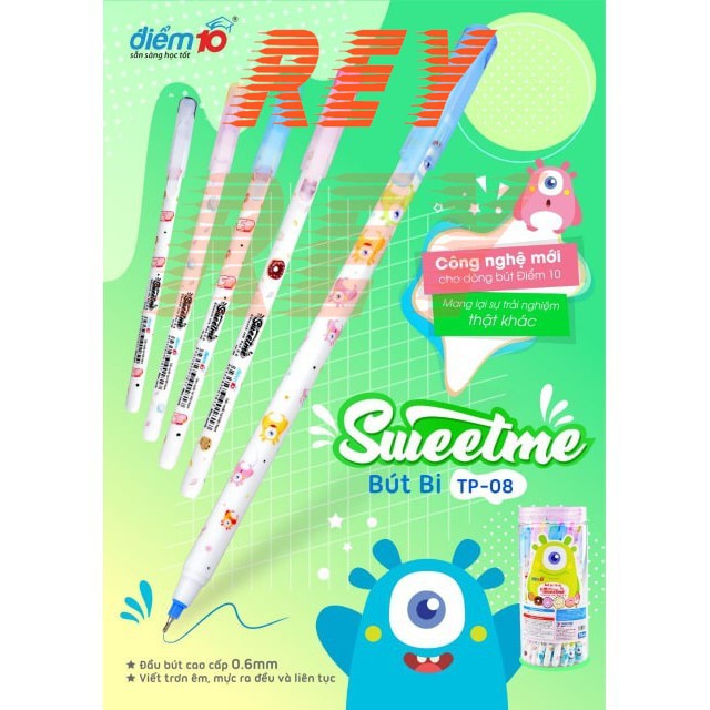 COMBO 10 cây bút bi cute - bút đùn Sweet Me 𝑻𝒉𝒊𝒆̂𝒏 𝑳𝒐𝒏𝒈 Điểm 10 TP-08