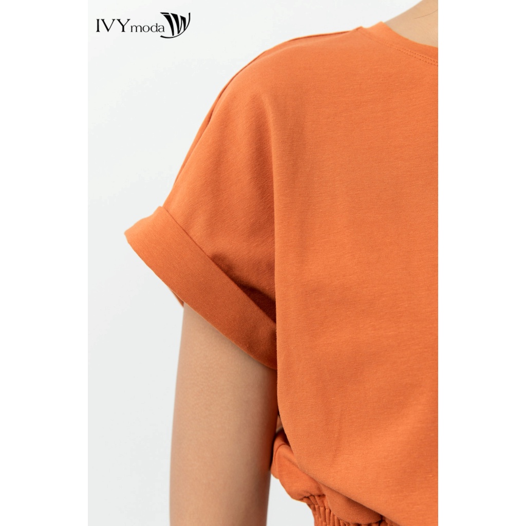 Áo croptop nữ bo chun gấu IVY moda MS 57B8742