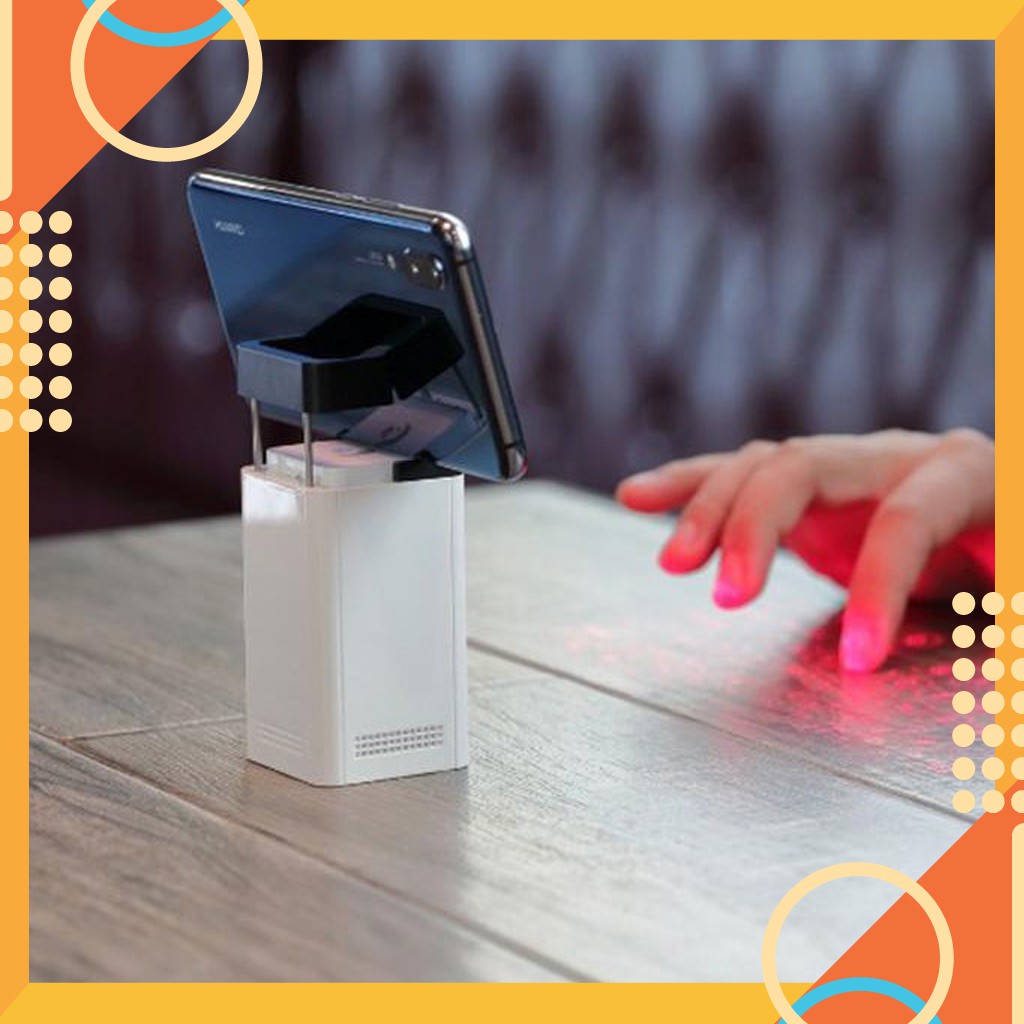 Bàn Phím Laser Ảo Kiêm Sạc Dự Phòng Đế Điện Thoại BPLA01 Màu Trắng Tiện Lợi Cho Người Hay Làm Việc Bên Ngoài Văn Phòng