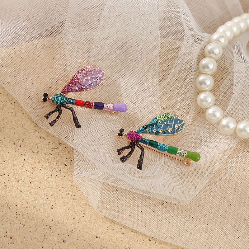 Huy Hiệu Cài Áo Hình Chuồn Chuồn Tráng Men Đính Đá Thời Trang 2022