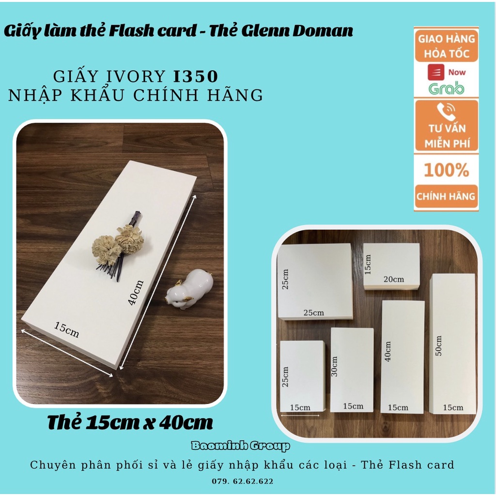 Flashcard  - 50 Thẻ trắng 15x40 cm chuẩn giấy Ivory 350