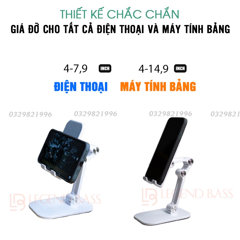 Giá đỡ điện thoại giá đỡ máy tính bảng cao cấp để bàn gấp gọn dùng livestream học online, xem phim