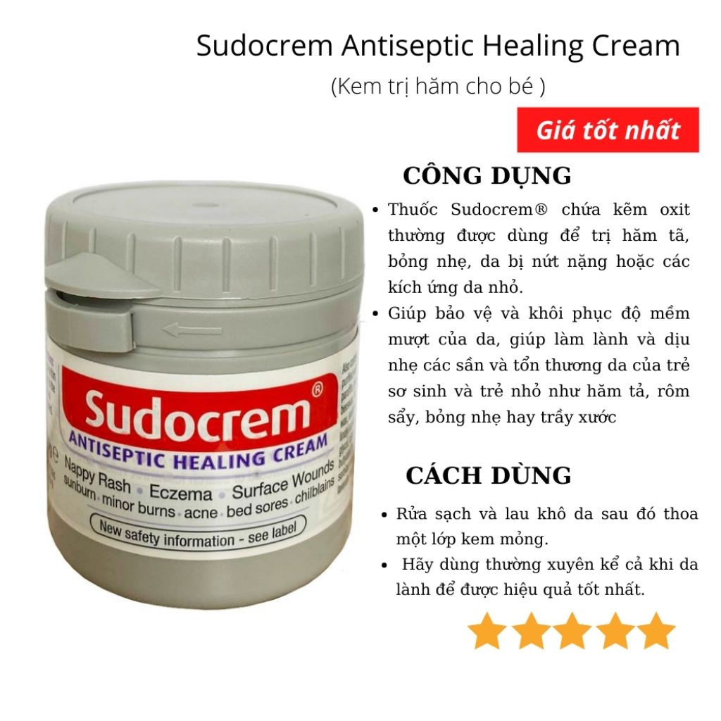 Kem hăm sudocrem, kem hăm tã cho trẻ sơ sinh hộp 60g