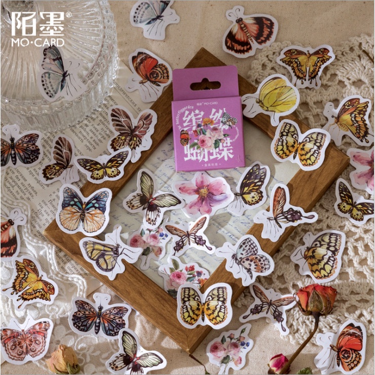 Hộp 45 miếng dán, Sticker trang trí thiệp, sổ, đồ dùng cá nhân chủ đề CÂY VÀ HOA độc lạ BAG U