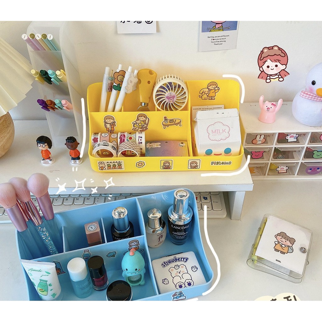 Hộp Đựng Đa Năng 2 Tầng (tặng kèm sticker dán) - 16x10 cm - Kệ bút mini