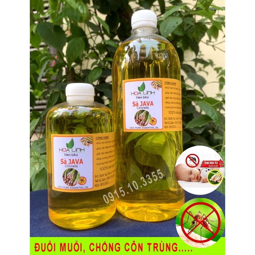 Tinh Dầu Sả Java 100% tự nhiên nguyên chất  xông phòng, đuổi muỗi  HOA LINH : 1lit - 500ml