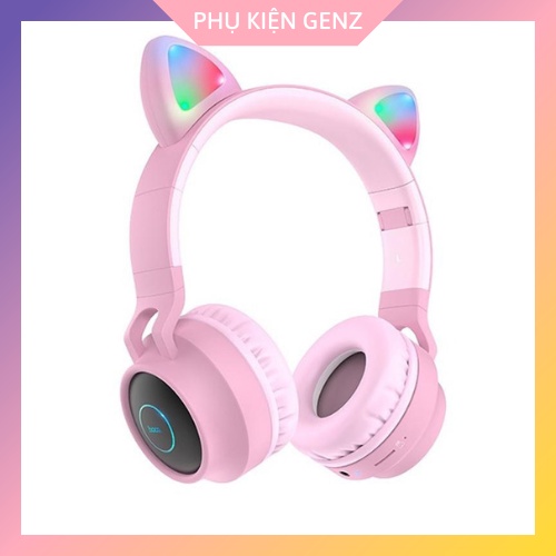 Tai Nghe Bluetooth Chụp Tai Hoco W27 Tai Mèo Có Đèn LED - Bảo Hành 1 Năm