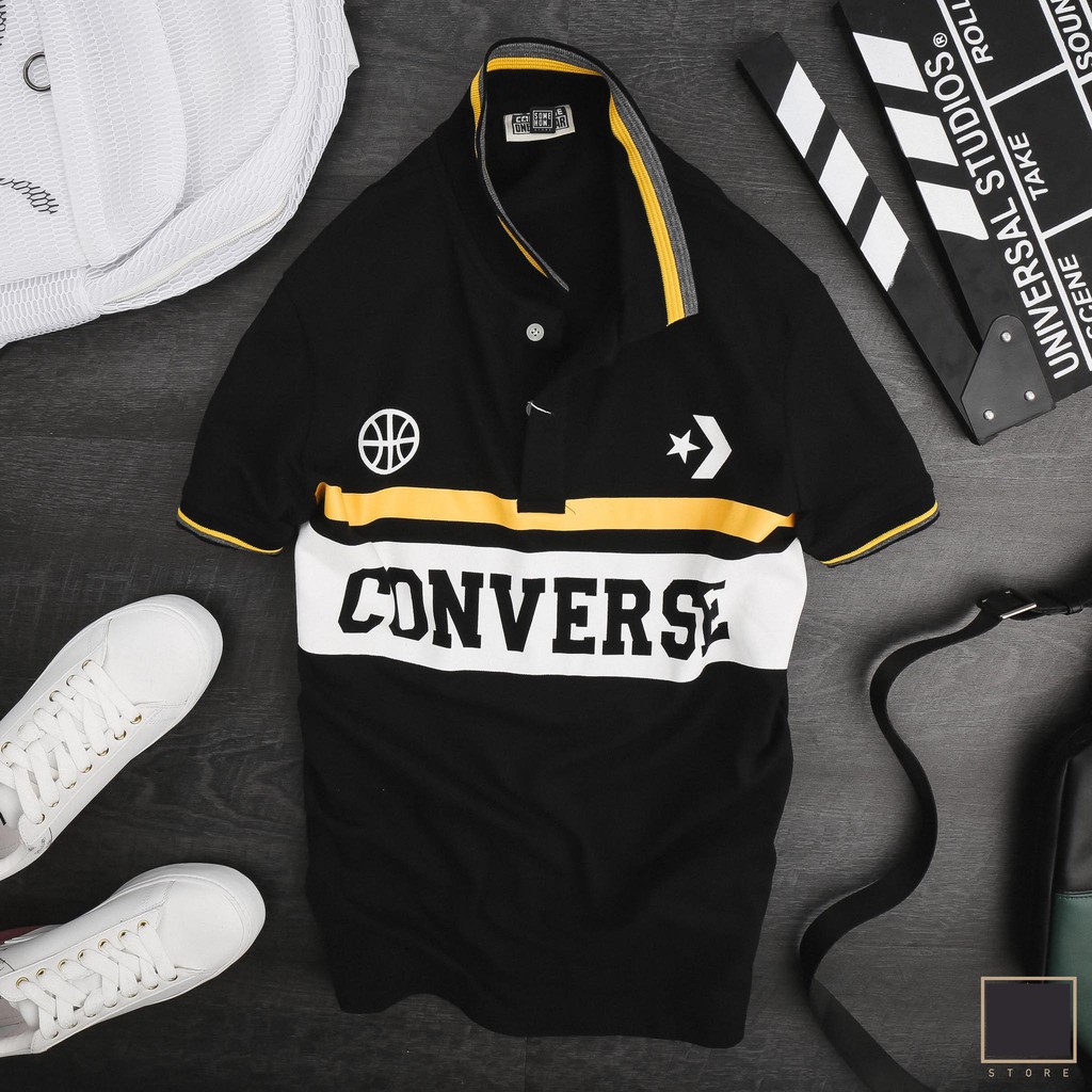 Áo thun Polo Convers xuất xịn màu đen