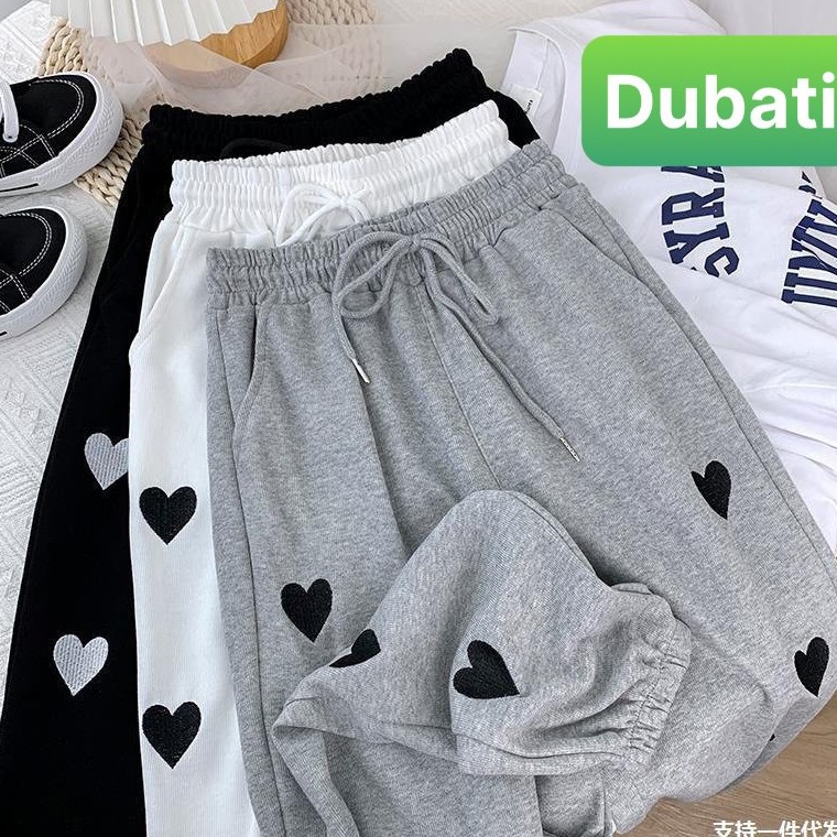 QUẦN JOGGER NAM NỮ THỂ THAO HỌA TIẾT TRÁI TIM PHONG CÁCH UNISEX- DUBATI FASHION