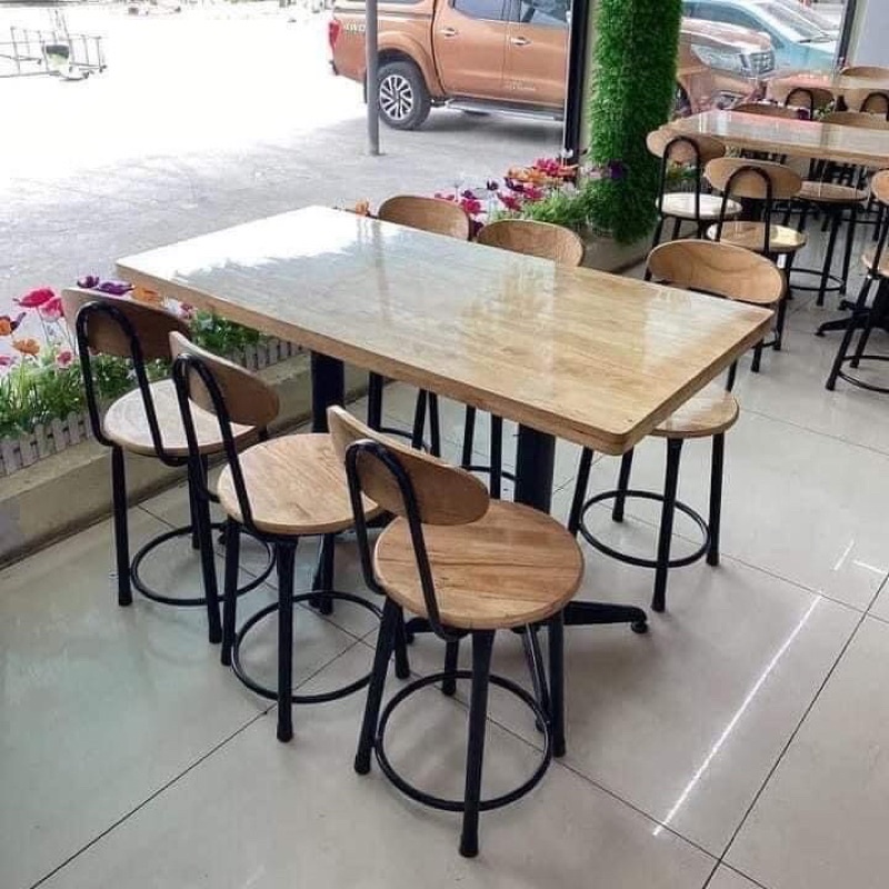 Bàn  ghế  nhà  hàng quán  nhậu-bàn ghế chân sắt mặt gổ cao su