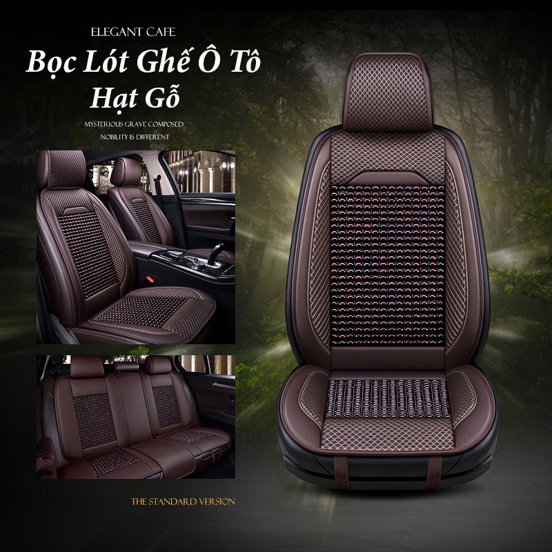 Bọc Ghế Ô Tô - Lót Ghế Ô Tô Hạt Gỗ Cao Cấp Chống Nóng, Massage Lưng,Bao Bọc Da PU Cao Cấp CARZONE