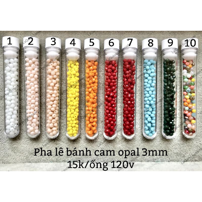 Ống 120 viên pha lê bánh cam opal 3mm - nguyên liệu handmade