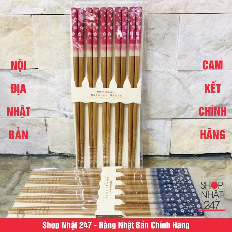 Set 5 đôi đũa hoa đỏ cao cấp nội địa Nhật Bản