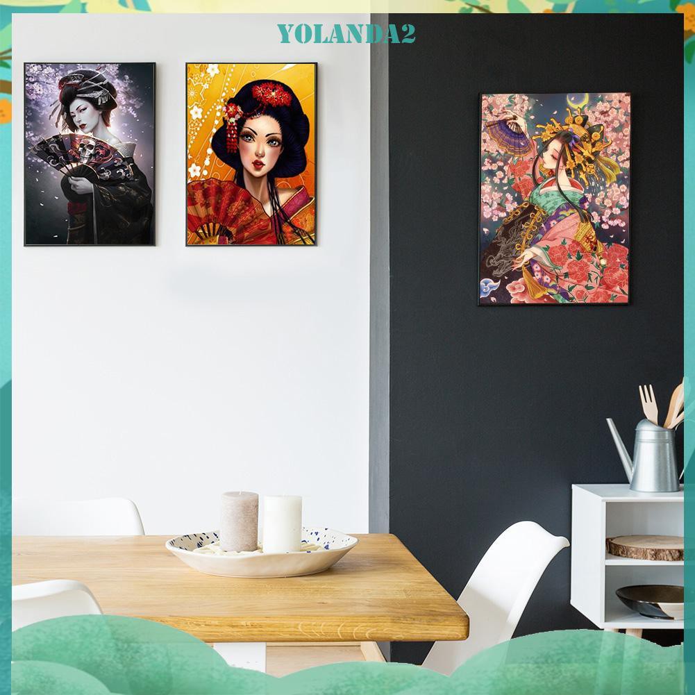 Bộ Dụng Cụ Làm Tranh Đính Kim Cương Hình Geisha Nghệ Thuật 5D DIY Trang Trí Nhà