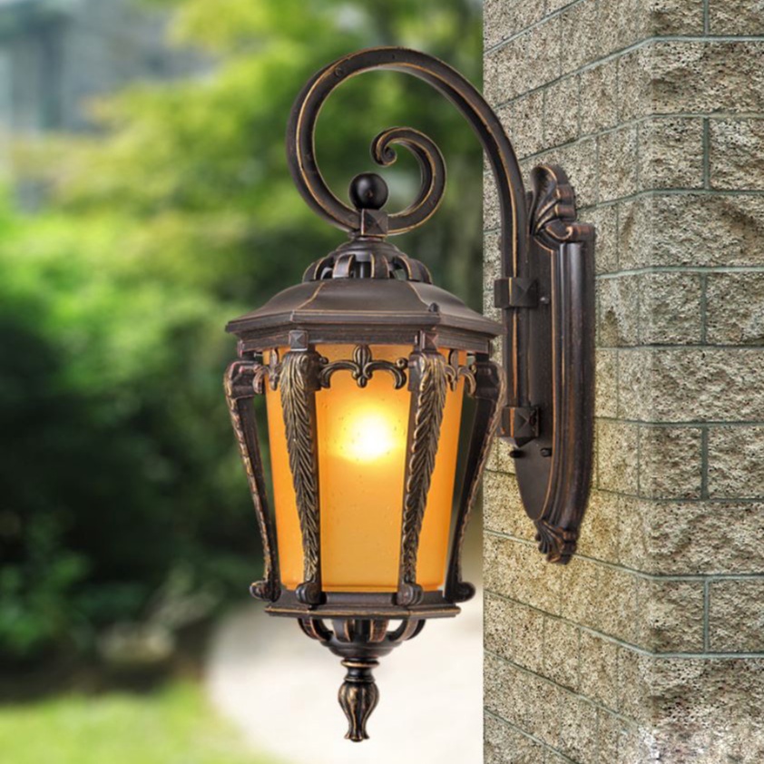 Đèn tường MONSKY LIOME đồng kính cổ điển trang trí cột cổng, hành lang, ban công sang trọng .