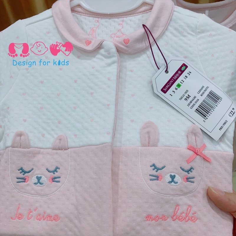 Sleepsuit nỉ nhung, chần bông hãng MUJI và Sergent Major cho bé gái