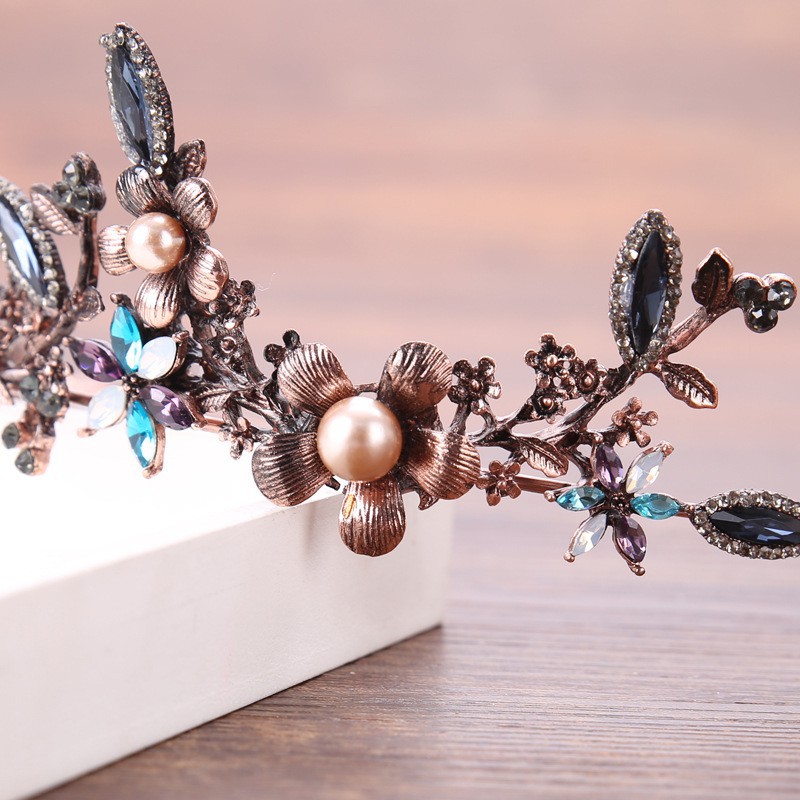 Băng đô hình vương miện phong cách Retro cho cô dâu