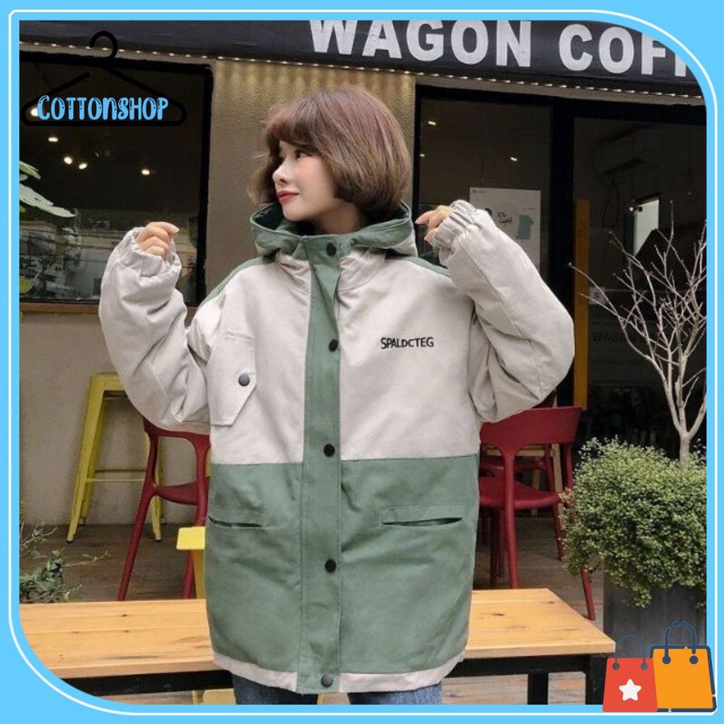 [Mã WASTMAY giảm 15% tối đa 30K đơn 150K] [Giá siêu rẻ] Áo khoác kaki form rộng phối 2 màu Spaldcteg